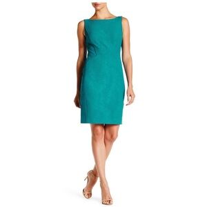 Lafayette 148 Teal Dragonfly Deana Sheath Dress 14 NWT